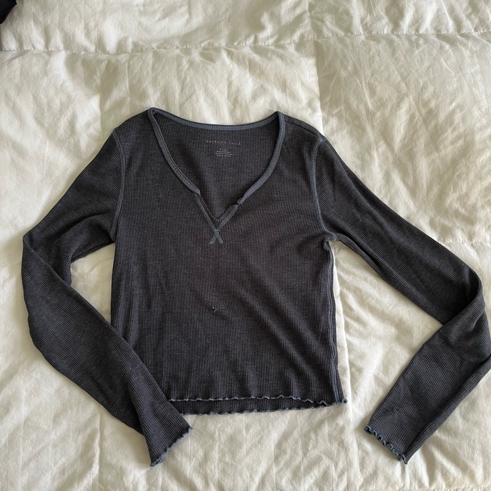 American Eagle Outfitters Charcoal Long Sleeve Top